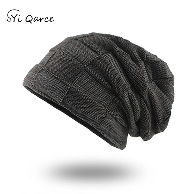 SYi Qarce, Skullies Beanies, зимняя вязаная шапка, мужская, супер теплая, шапка бини, шапка для мужчин и женщин, для спорта на открытом воздухе, для катания на коньках, шапка NM051-56 - Цвет: Brown