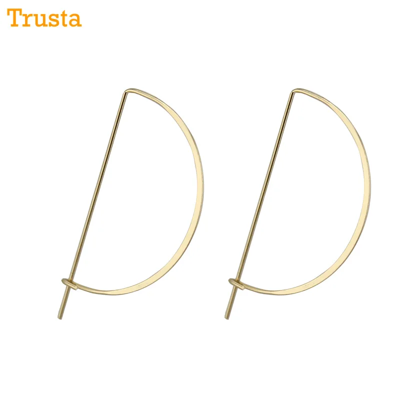

Trusta 2017 New Wholesale Lot Women's Fashion Copper Made Shiny Gold/Silver Earring 1.7"X0.8" Cool Hoop Earring Girls Lady ZE14