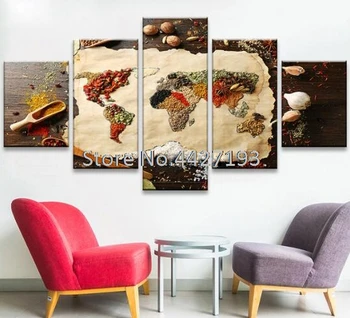 

Crafts DIY 5D Full Diamond Painting Spices Food World Map 5pcs Cross Stitch Diamond Mosaic Embroidery Needlework Rhinestone Gift