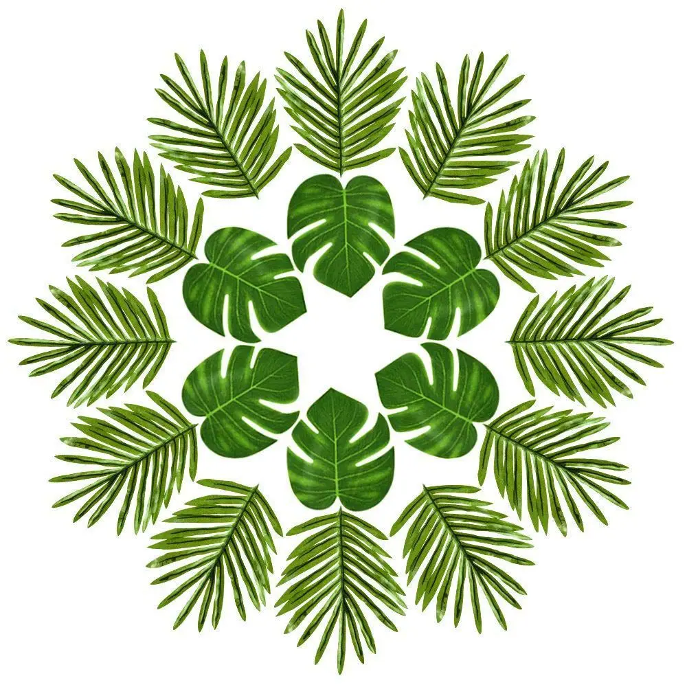 

24 Pcs Tropical Palm Leaves Luau Party Decoration Artificial Simulation Tropical Monstera Plant Leaves for Hawaiian Safari Jungl
