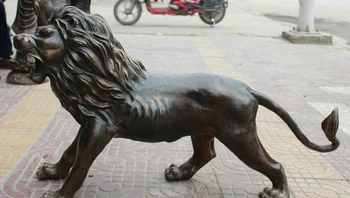 

USPS to USA S2568 44" Chinese Fengshui Bronze ferocious Fu Foo Dog Guardion Lion Running Statue