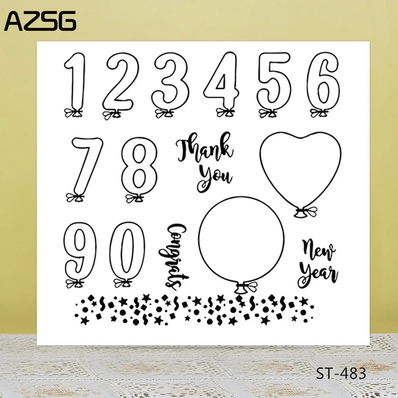 

AZSG Arabic Numerals Balloon Clear Stamps/Seals For DIY Scrapbooking/Card Making/Album Decorative Silicone Stamp Craft