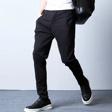 New Men’s Slim Fit Casual pant Business Suit Pants high quality Cool Men Hip-Hop Punk Harem Pants Dress Trousers Black 8015