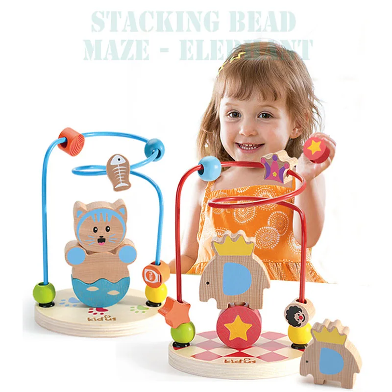Игрушка для раннего развития милые животные вокруг яркие деревянные бусины для детей 0-1-2-3 лет обучающая математическая игрушка