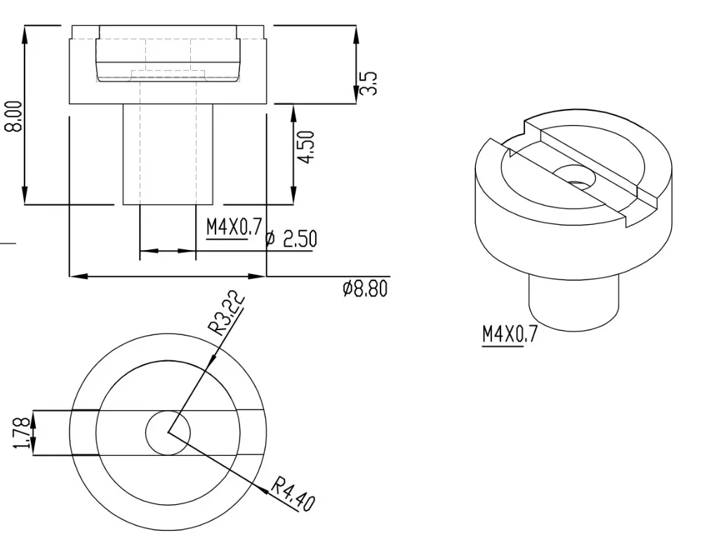 m4x0.7 dimensions drawing