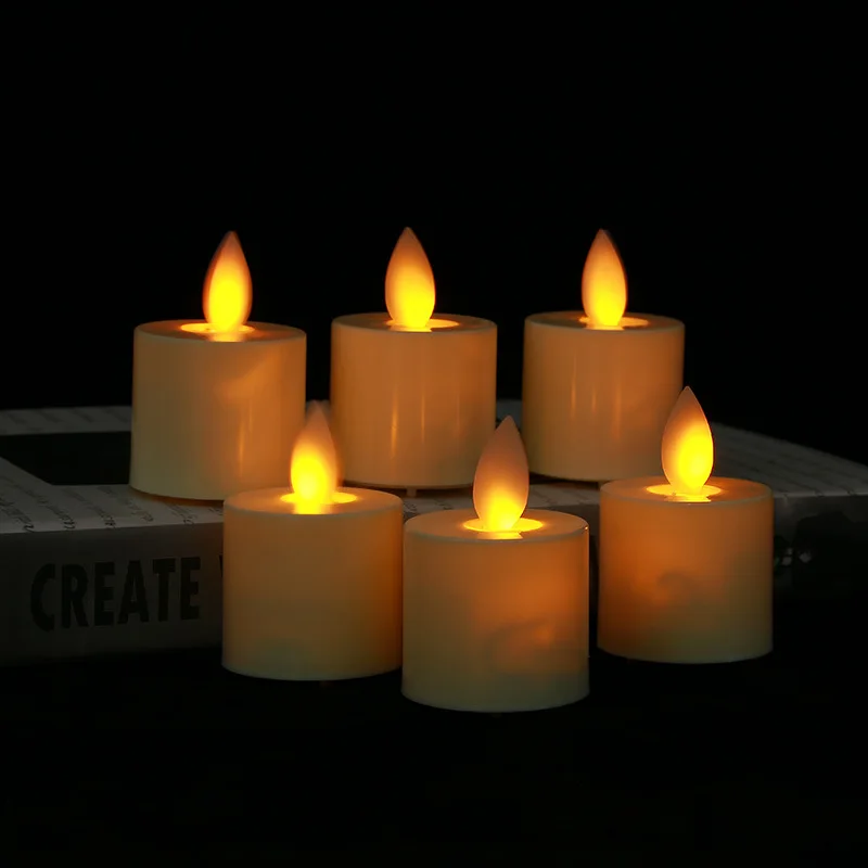 

6 pcs Electric LED Tea Light Candles Swing Flickering Battery-Powered Flameless LED Candles Light Home Wedding Decoration Candle