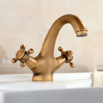 

Copper Antique European Faucet Retro Basin Faucet Washbasin Above Counter Basin Single Hole Hot and Cold Water Faucet