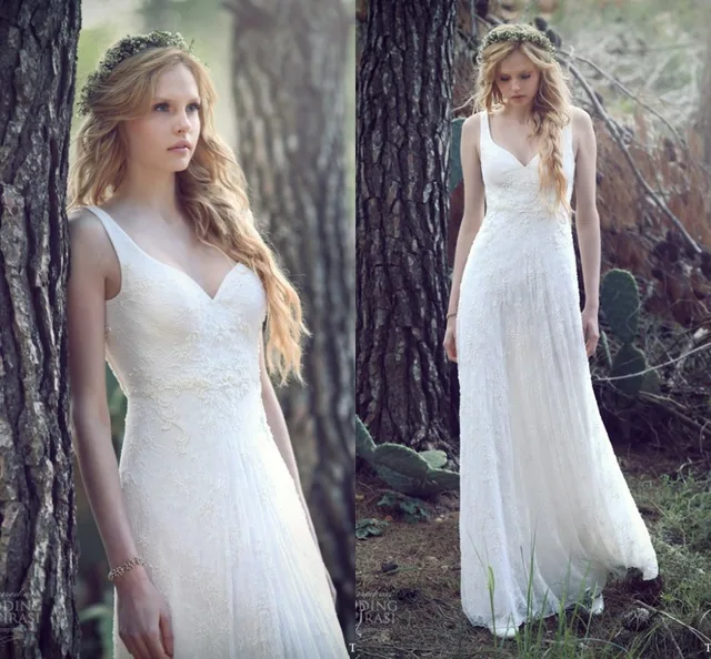 Best Offers Robe de mariage vestido de noiva 2018 Summer Style Bohemian Lace Sexy V-Neck Appliques Boho Bridal Gowns bridesmaid dresses Best Offers Robe de mariage vestido de noiva 2018 Summer Style Bohemian Lace Sexy V-Neck Appliques Boho Bridal Gowns bridesmaid dresses