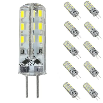 

1.5W G4 LED Light Bulb 24 LED 3014 SMD Crystal Silicone Spotlight Bulb Cabinet Lamp Pure Warm White Lighting DC 12V