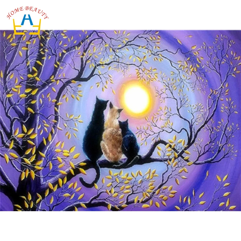 

cat on the tree pictures by numbers canvas paintings on the wall Painting Calligraphy home decoration hand painted gift WY5259