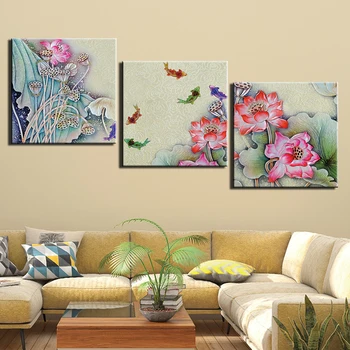 

Canvas HD Prints Posters Home Decor Wall Art Painting 3 Panels Chinese Paintings Pictures For Living Room Framework