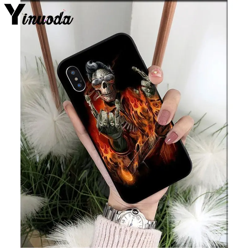 Yinuoda Grim reaper череп скелет DIY Роскошный Высокий протектор на конце чехол для iPhone X XS MAX 6 6S 7 7plus 8 8Plus 5 5S XR