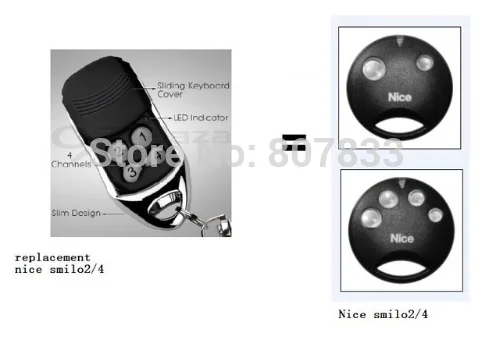 

Nice SMILO SM2,SMILO SM4 replacement garage door remote