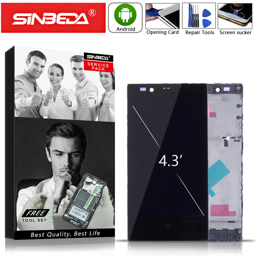 

4.3"Original HD For NOKIA Lumia 720 LCD Display Touch Screen with Frame Digitizer Display Touch Panle Mobile Phone Repair Parts#