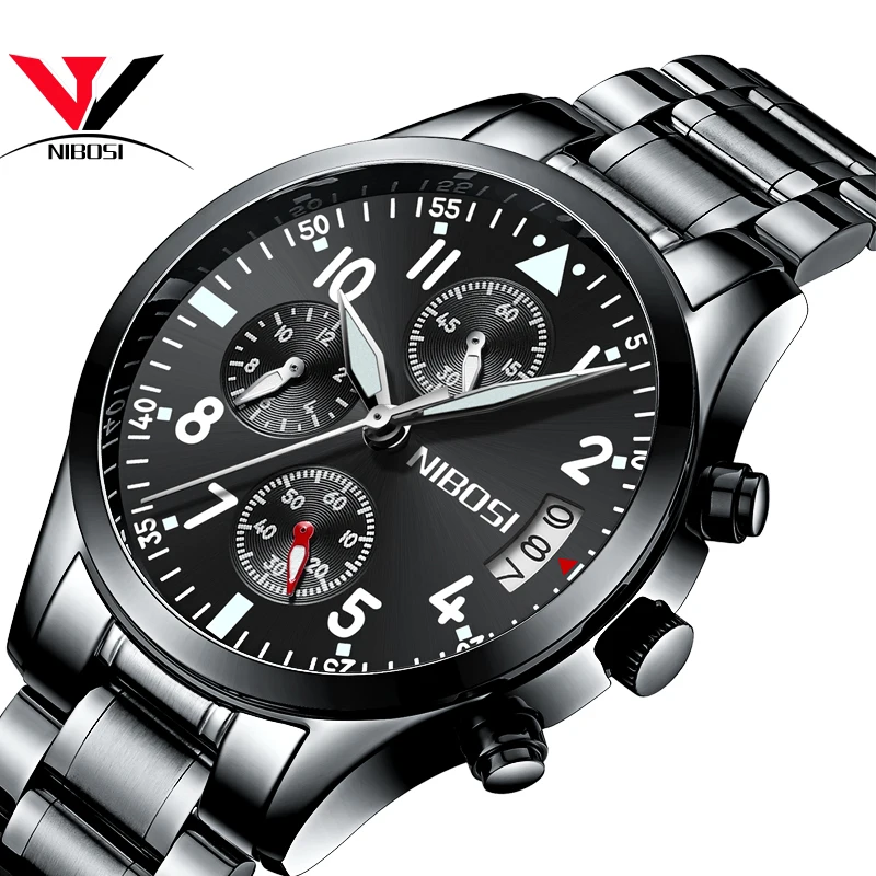 

NIBOSI Watch Chronograph Mens Watches Top Famous Brand Luxury Clock Mens Watches Military Army Military Watch Men Waterproof