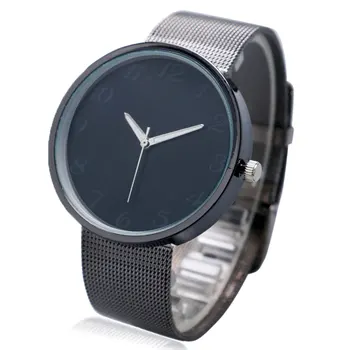 

Simple Ladies Black Dial Quartz Wrist Watch Men Unique Women Casual Stainless Steel Mesh Band Strap Relojes