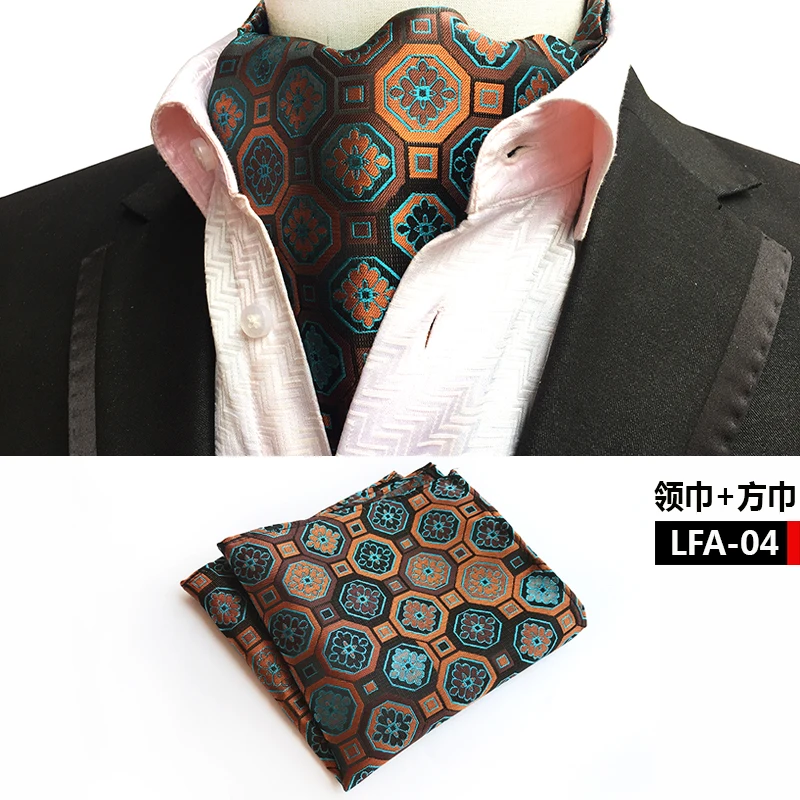 head scarves for men 2 Pcs/Set Luxury Men Formal Scarf Set Unique Paisley Floral Scarves with Handkerchief mens striped scarf