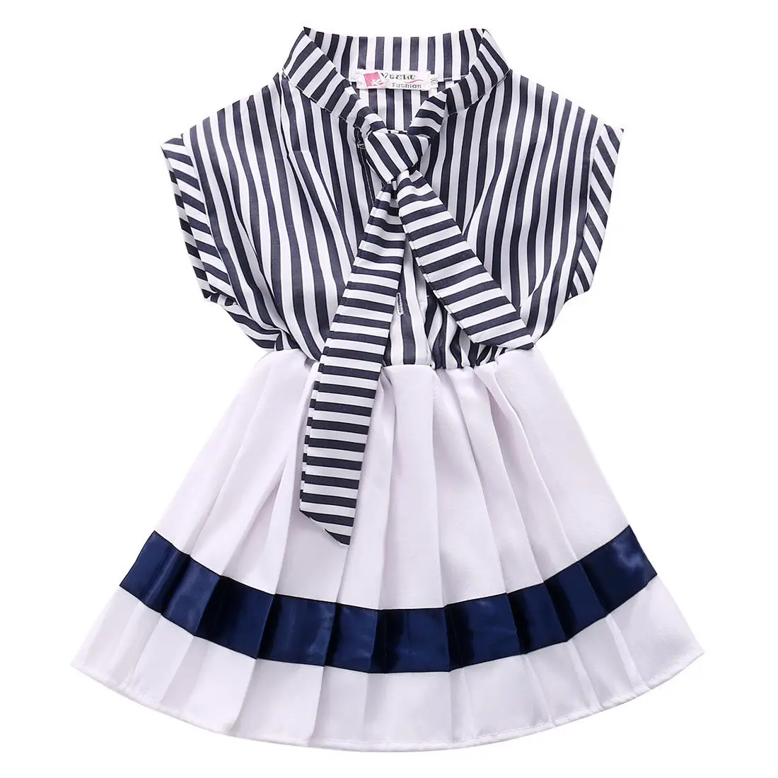 

2017 Hot sales Toddler Kids Girls Dress Navy Stripe Sundress Summer Sleeveless Party Dress Kids Clothes 2-7Y