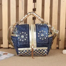 Новая Винтажная модная маленькая bolsa feminina, блестящие джинсовые джинсы с бриллиантами, кожаная женская сумка с верхней ручкой, сумки-мессенджеры 361