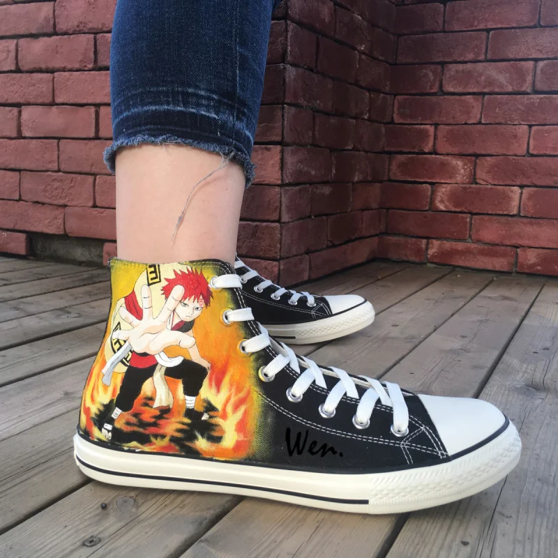 

Wen Design Custom Hand Painted Shoes Anime Naruto Gaara Black Butler Sabastian Men Women's High Top Canvas Sneakers