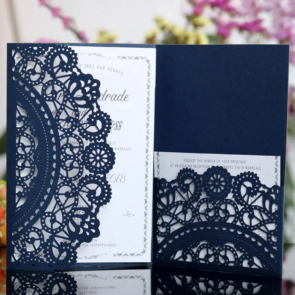  10pcs wedding invitations engagement invitation cards laser cutting seal with envelope crystal love - 32905586305