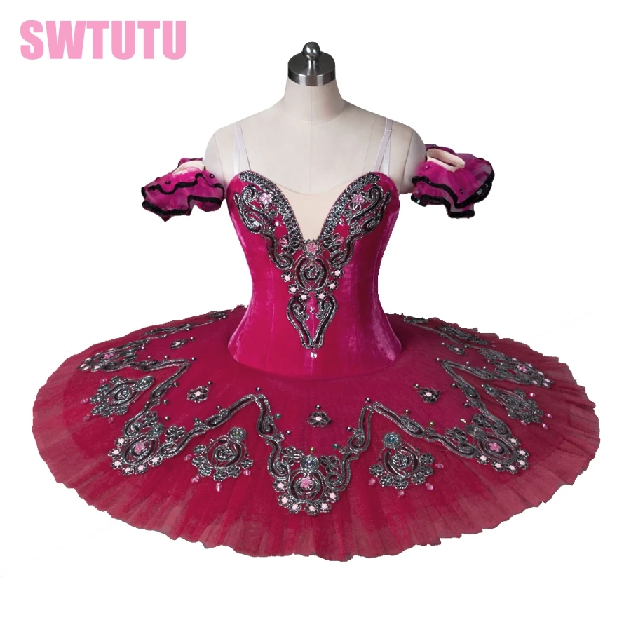 free shipping rose red swan lake ballet costumes,professional classical ballet tutus for girls performing dance costumes BT8992