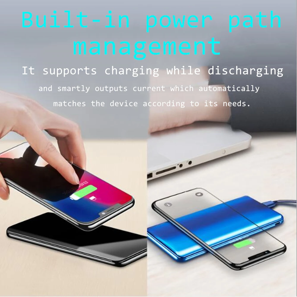 Ультратонкое QI Беспроводное зарядное устройство power Bank 10000 мАч для iPhone Xiaomi power bank зарядное устройство беспроводной внешний аккумулятор