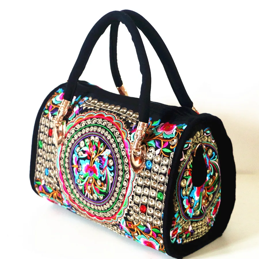 Женские холщовые сумки,, повседневная сумка на плечо, Цветочная вышитая Этническая сумка, винтажная сумка-мессенджер, женская сумка через плечо