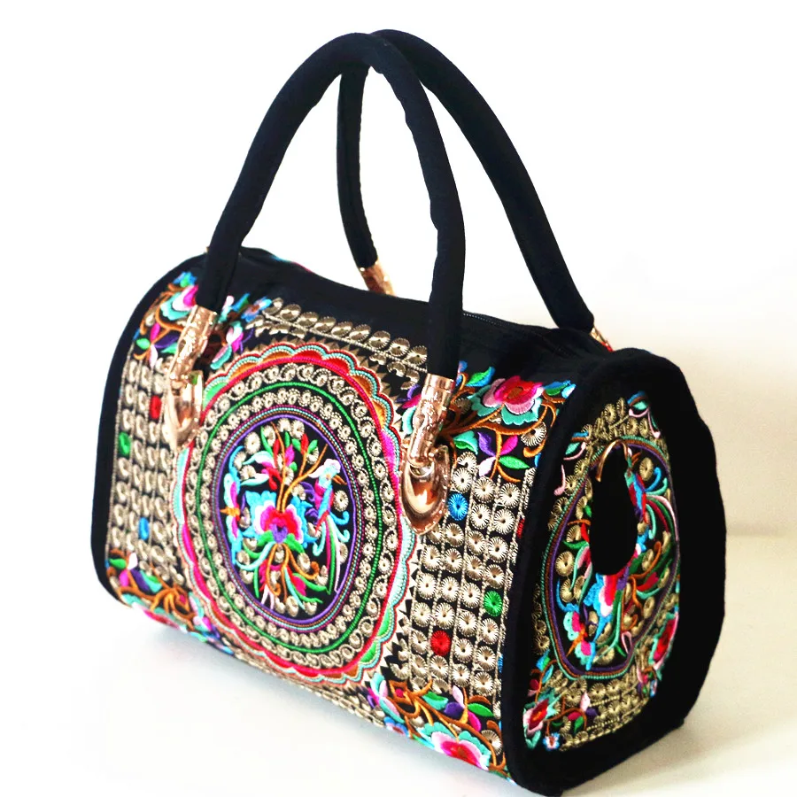Crossbody bag women shoulder bag women messenger bag Women's Canvas Handbags Casual Shoulder Bag Floral Embroidered Ethnic Bag Vintage Messenger Ladies Crossbody