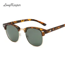 Longkeader, поляризационные солнцезащитные очки для женщин и мужчин, фирменный дизайн, полуоправы, солнцезащитные очки с заклепками, наполовину оправа для очков, черный, золотой, Леопардовый