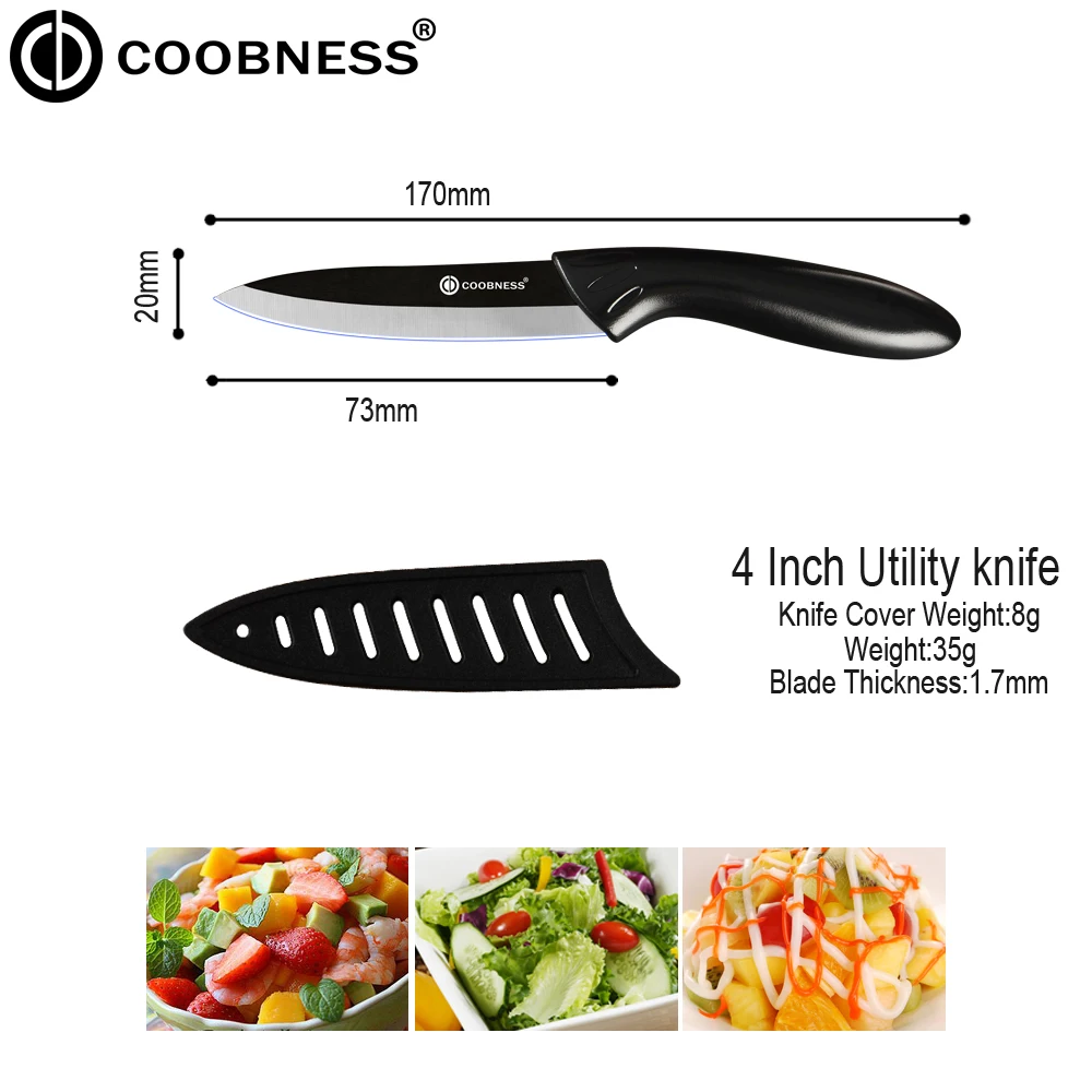 COOBNESS 3 &quot4&quot 5 &quotнабор керамических ножей ABS + TPR ручка Керамический кухонный нож