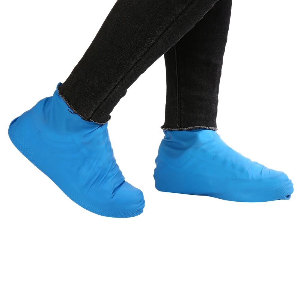 1 Pair Reusable Latex Waterproof Rain Shoes Covers Slip-resistant Rubber Rain Boot Black/Blue/Pink Shoes Protector Accessories
