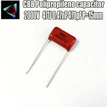 

14PCS 2000V 2KV 471J 0.47nF 470pF P15 Polypropylene film capacitor pitch 15mm