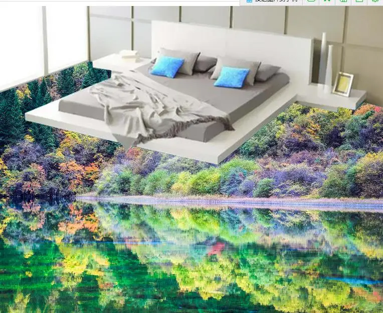 Custom 3d flooring landscape wallpaper 3d floor murals waterproof