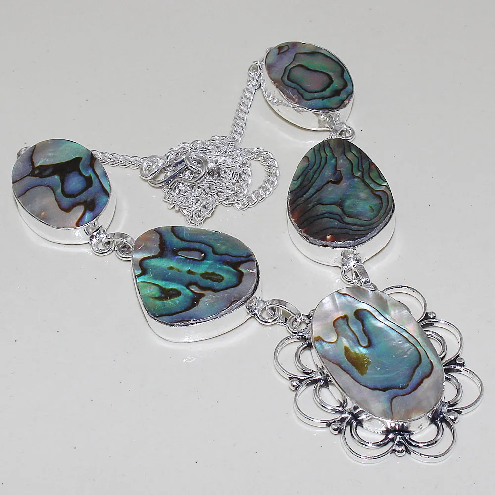 

Abalone Shell Necklace Silver Overlay over Copper , 48.7 cm, N0733