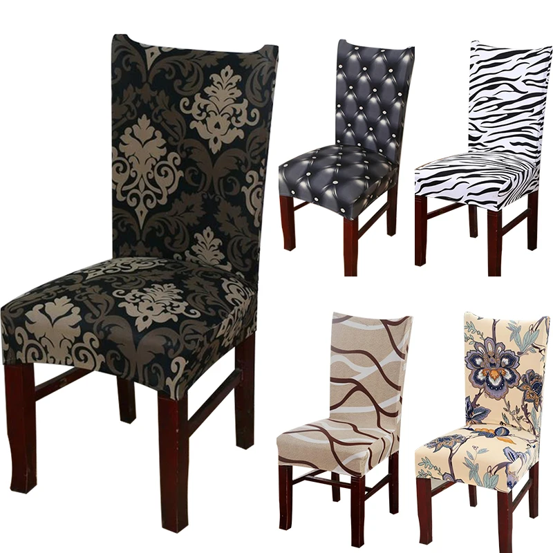 Spandex elástica de impresión de silla de comedor funda moderno