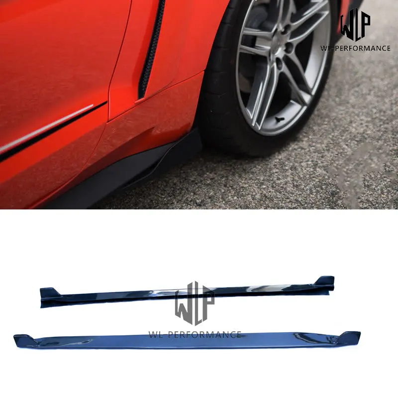 HT Стиль углеродного волокна боковые юбки Автомобиль Стайлинг Для Ford Mustang Henntop стиль кузова автомобиля комплект