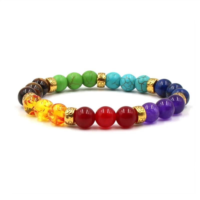 

New 7 Chakra Crystal Stone Beads Bracelets & Bangles for Women Men Healing Pray Mala Elastic Yoga Bracelet Jewelry Gift