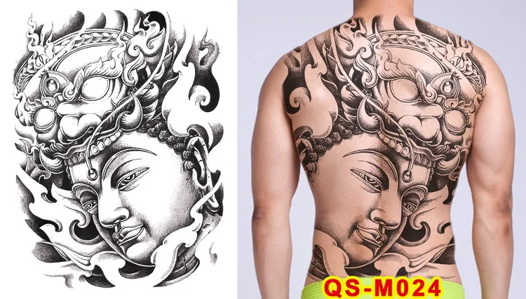 Тату в этническом стиле, Готическая татуировка для мальчиков, полная спина, Большая татуировка, наклейки на тело, временные татуировки для мужчин, сексуальные поддельные тату, большая вода - Цвет: M24