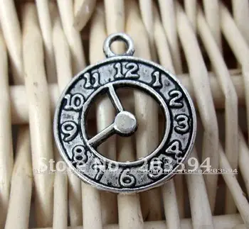 

s7662 300Pcs/lots Tibet Silver Clock Charms 21*18mm