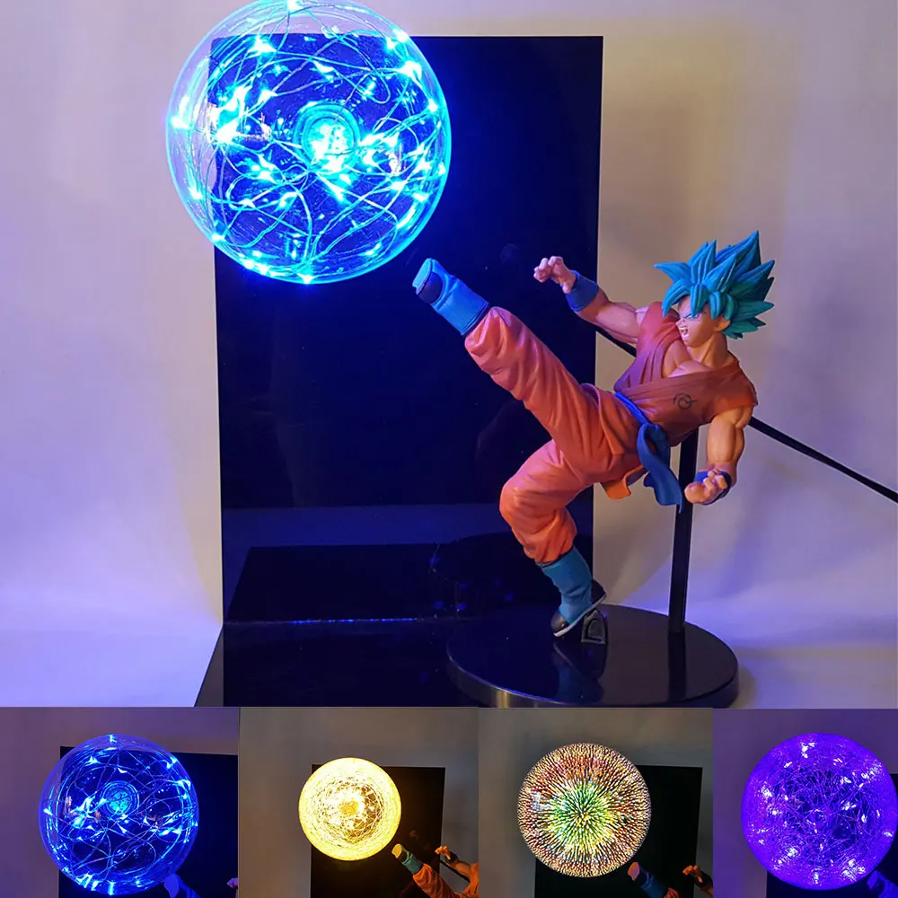 Lampara Deus Goku De Dragon Ball Z Super Saiyan Goku DIY Exibição Luz Da Noite Levou Candeeiro de Mesa para o Quarto de Brinquedos para crianças Meninos Homem MY3|Luzes noturnas| | -