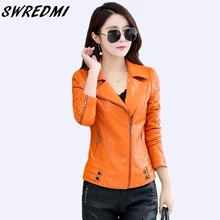 SWREDMI мотоциклетное кожаное пальто для женщин на молнии Байкерская кожаная куртка Верхняя одежда размера плюс S-3XL тонкая Дамская одежда из замши