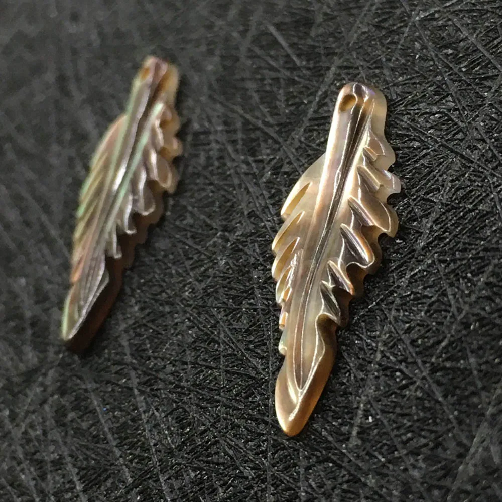 Резные Абалон оболочки черный лист подвески DIY материал 10 шт./лот|lot lot|shell carvedlot pieces