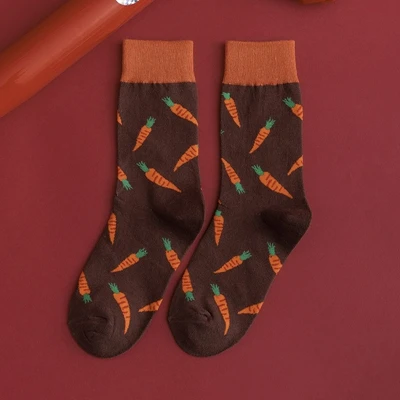 Креативные хлопковые уличные модные женские носки с принтом; цветные забавные носки с героями мультфильмов; высококачественные осенние носки - Цвет: coffee chili