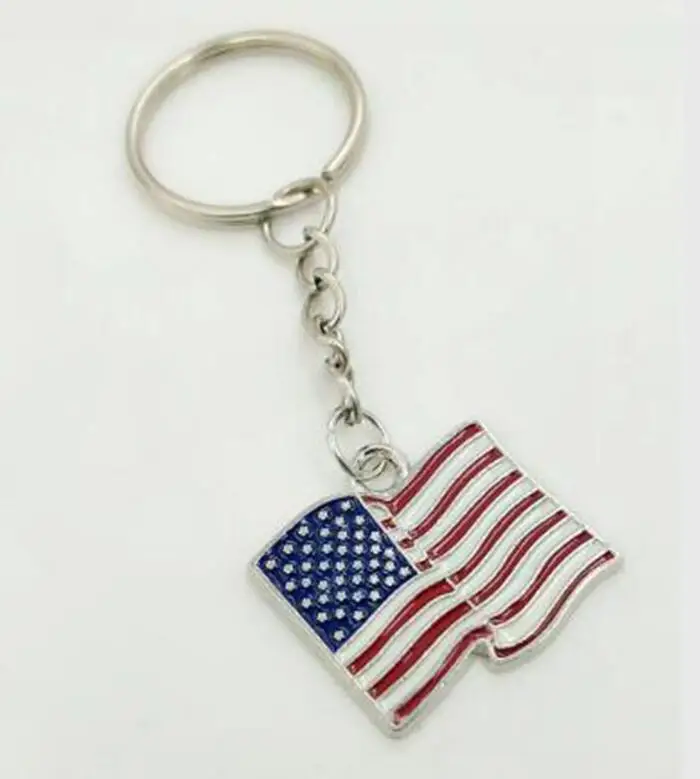 Enamel American Flag Keychain For Keys Car Key Ring Handbag Souvenir