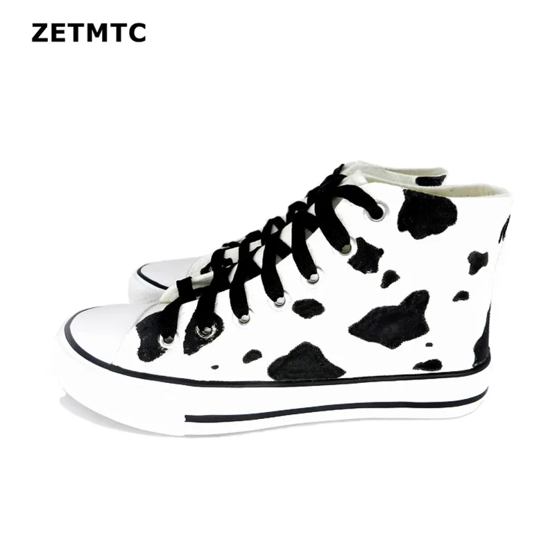 

Women's Vulcanize Shoes Women Canvas Shoes 2019 sneakers Plus Size 35-45 high-top cartoon White girls white students shoes woman