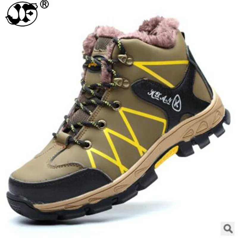 

Men Factory Work Safety Boots Steel Toe Cap Winter Warm Fur Plush Anti-skip Snow Boots Male High Tops one size small dfg56