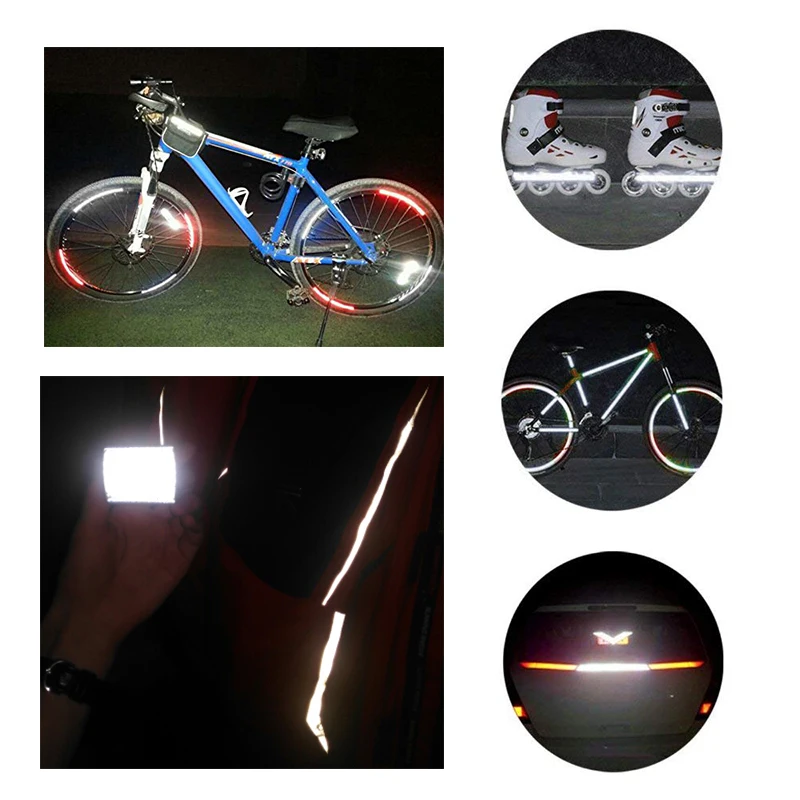Zacro 5 см x 3 м светоотражающие наклейки на велосипед клейкая лента для безопасности велосипеда белые красные желтые синие наклейки на велосипед аксессуары для велосипеда
