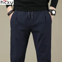 HCXY весна осень мужские Умные повседневные брюки мужские узкие брюки деловая эластичная резинка на талии удобная эластичная ткань slim fit