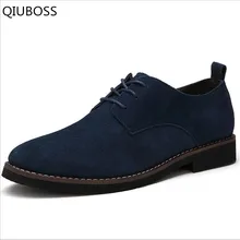 Qiuboss модная мужская повседневная обувь новые весенние мужские туфли на плоской подошве на каждый день, на шнуровке мужские замшевые мужские туфли-оксфорды; кожаные туфли больших размеров; большие размеры 38-48, Q774